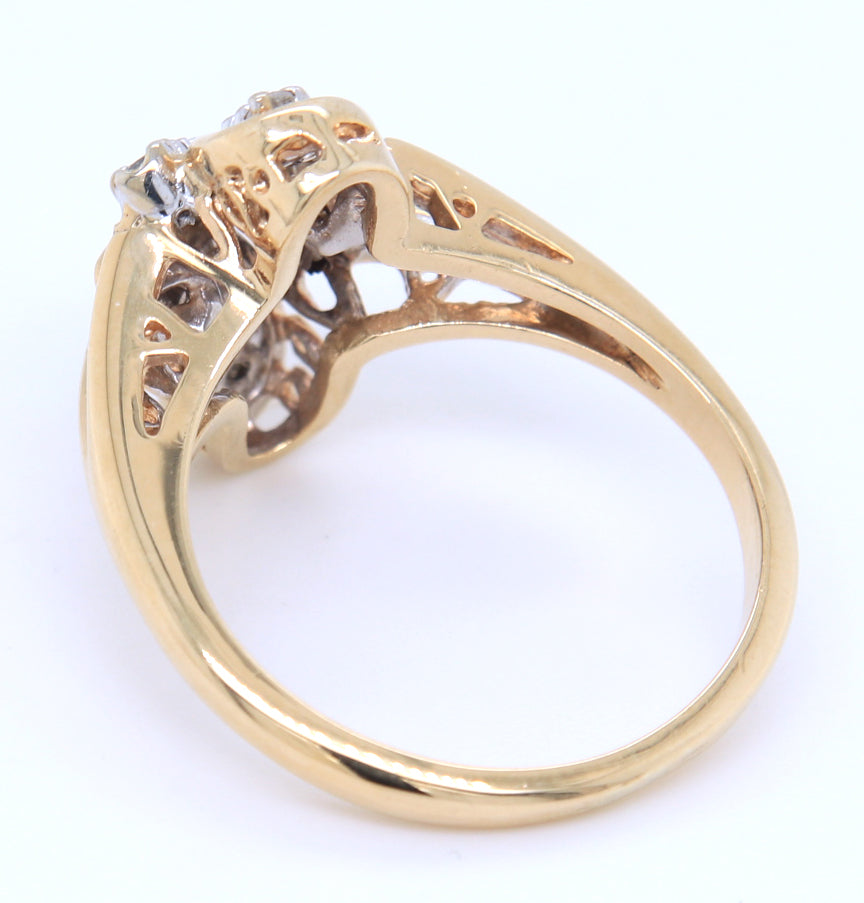Gorgeous 14KT Yellow Gold Diamond Bypass Ring