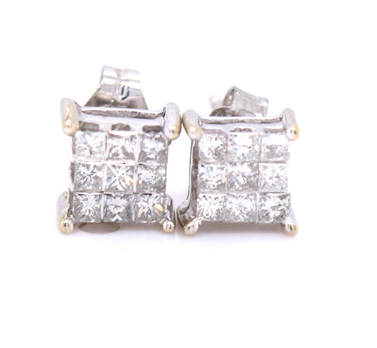 14kt White gold approximate 0.40ctw Invisible set diamond stud earrings