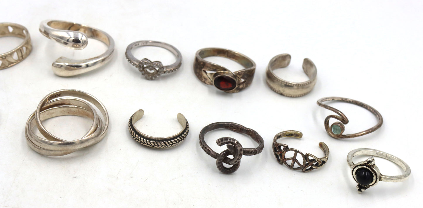 Group lot of Vintage 925 sterling silver rings