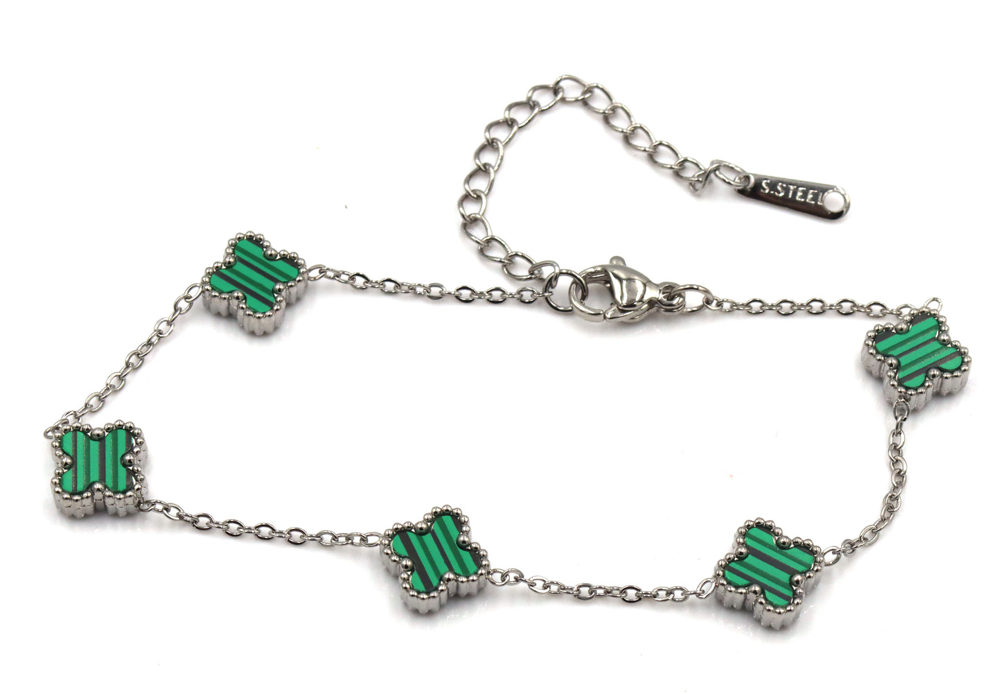 Malachite stainless steel adjustable bracelet