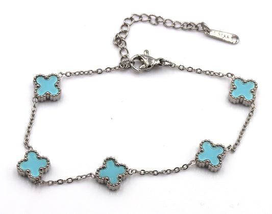 Blue stone stainless steel adjustable bracelet