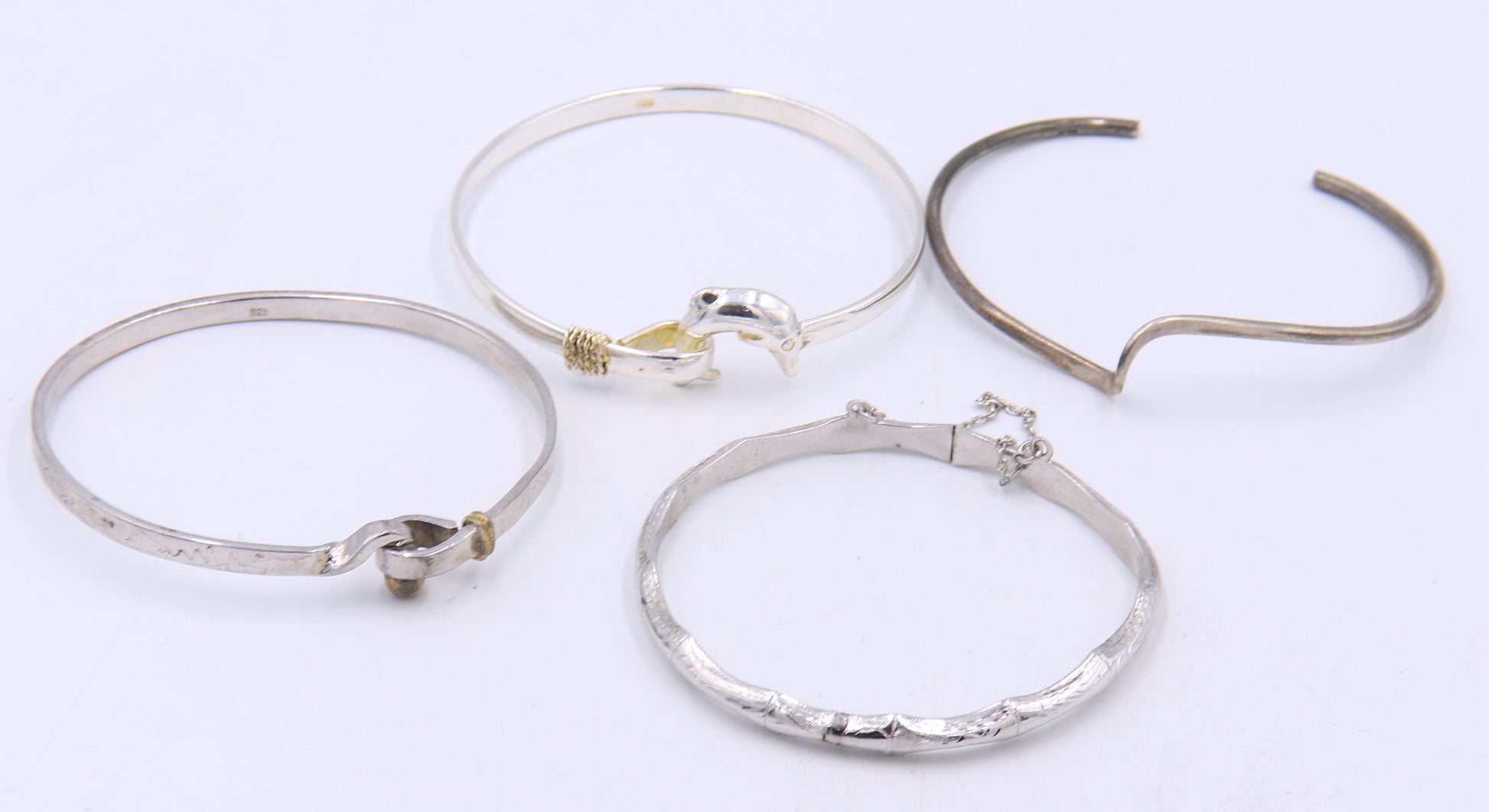Group lot of vintage 925 sterling silver bangles