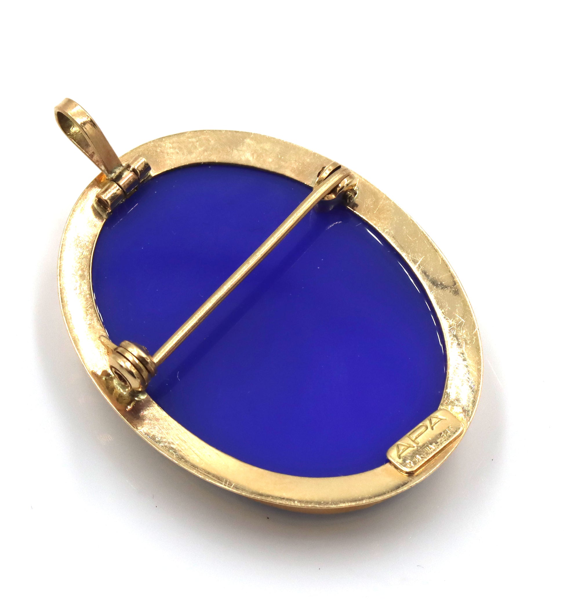 14kt Yellow gold laser cut Cameo pendant brooch