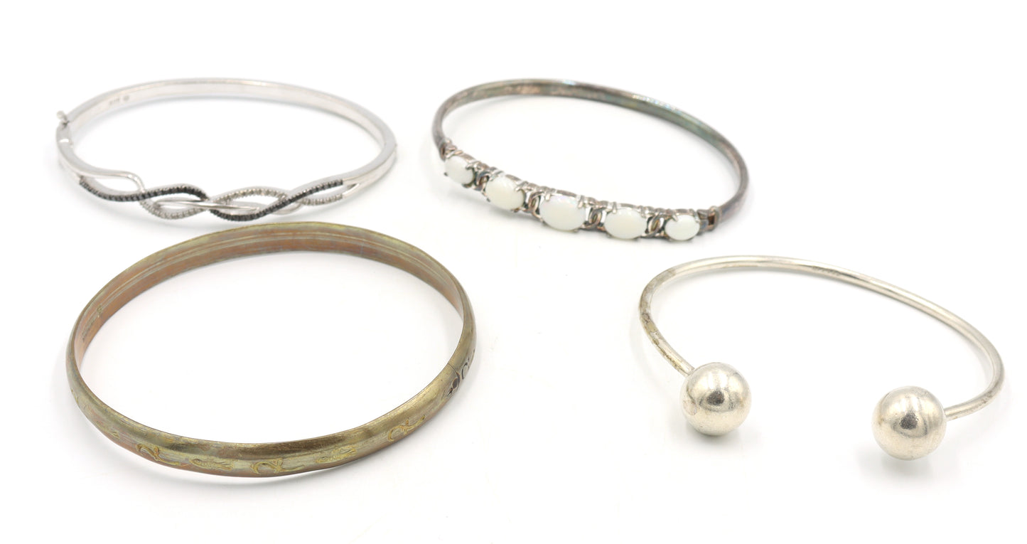 Vintage 925 sterling silver group lot of 4 bangles