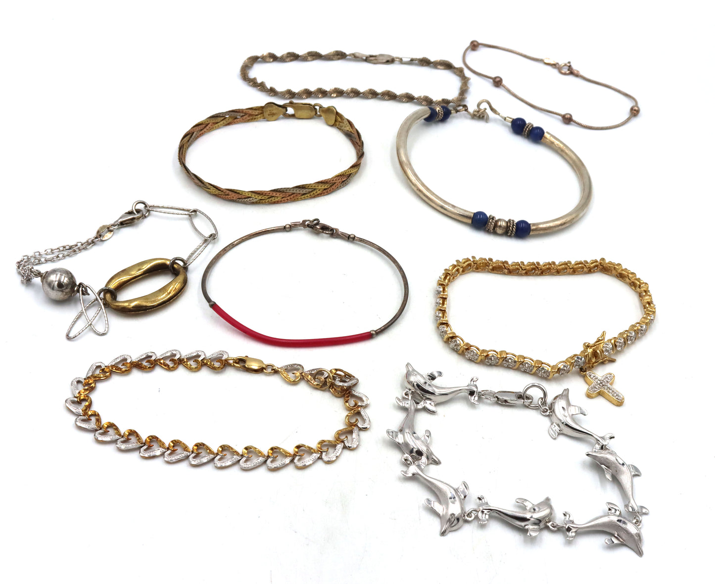 Group lot of 9 vintage 925 sterling silver bracelets