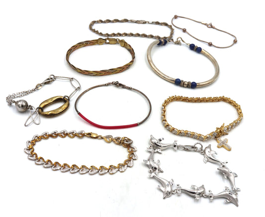 Group lot of 9 vintage 925 sterling silver bracelets