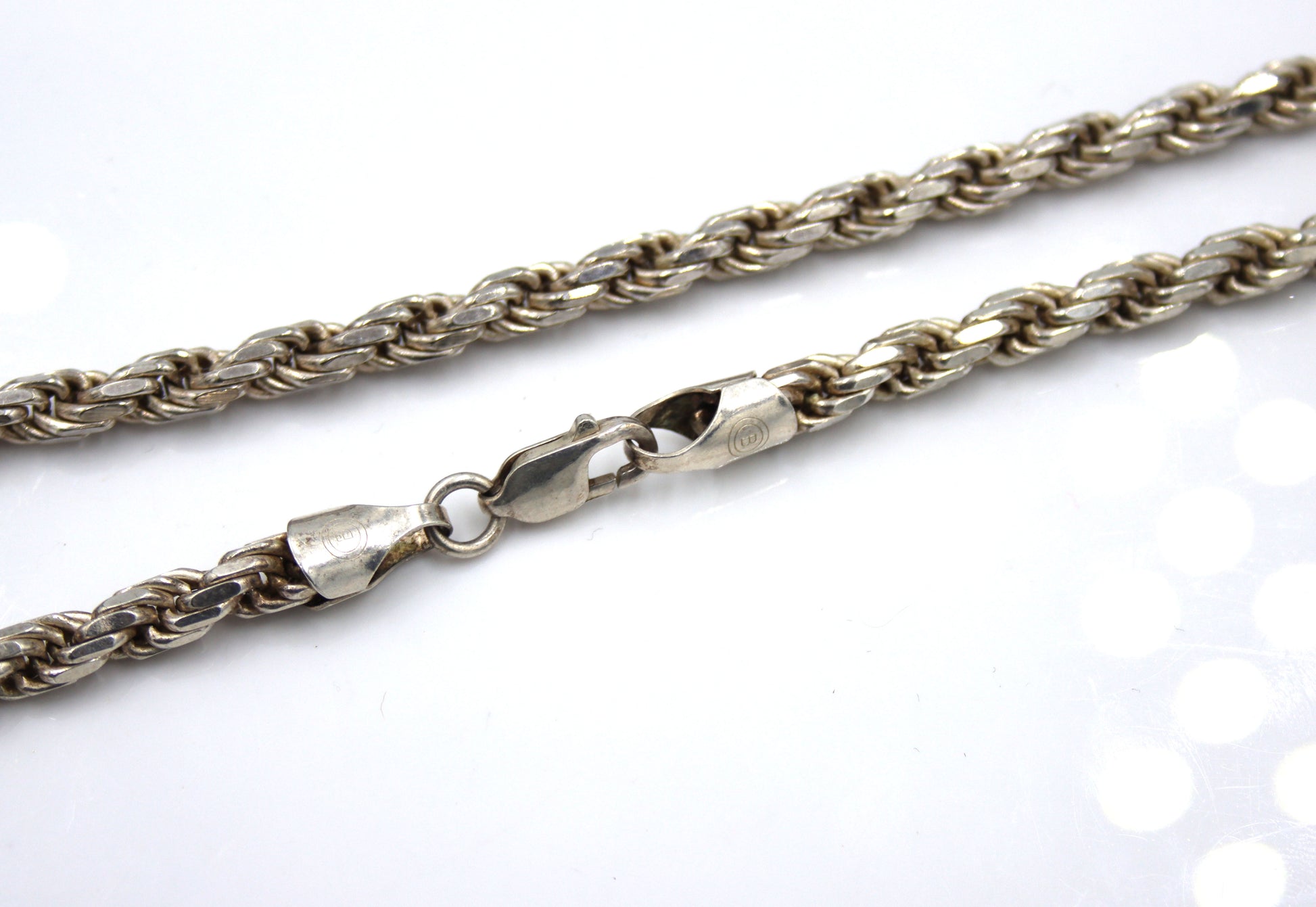 Italian Vintage 925 sterling silver rope chain necklace