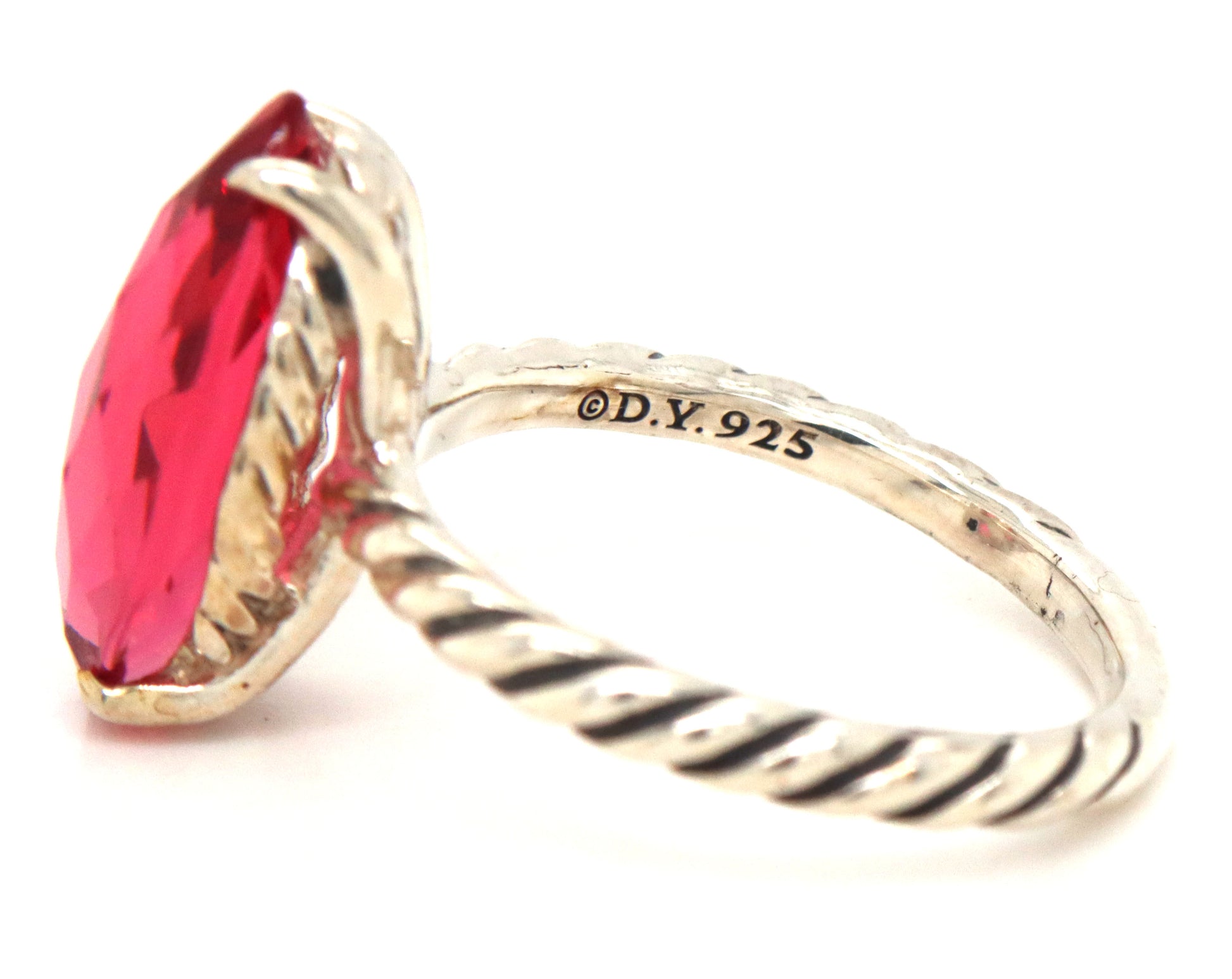 David Yurman red stone marquise shaped ring