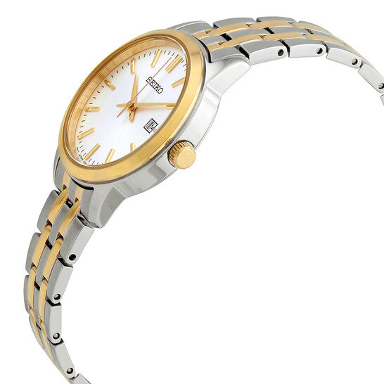 Seiko Classic Women’s Two-Tone Stainless Steel Quartz Watch White Dial 30mm