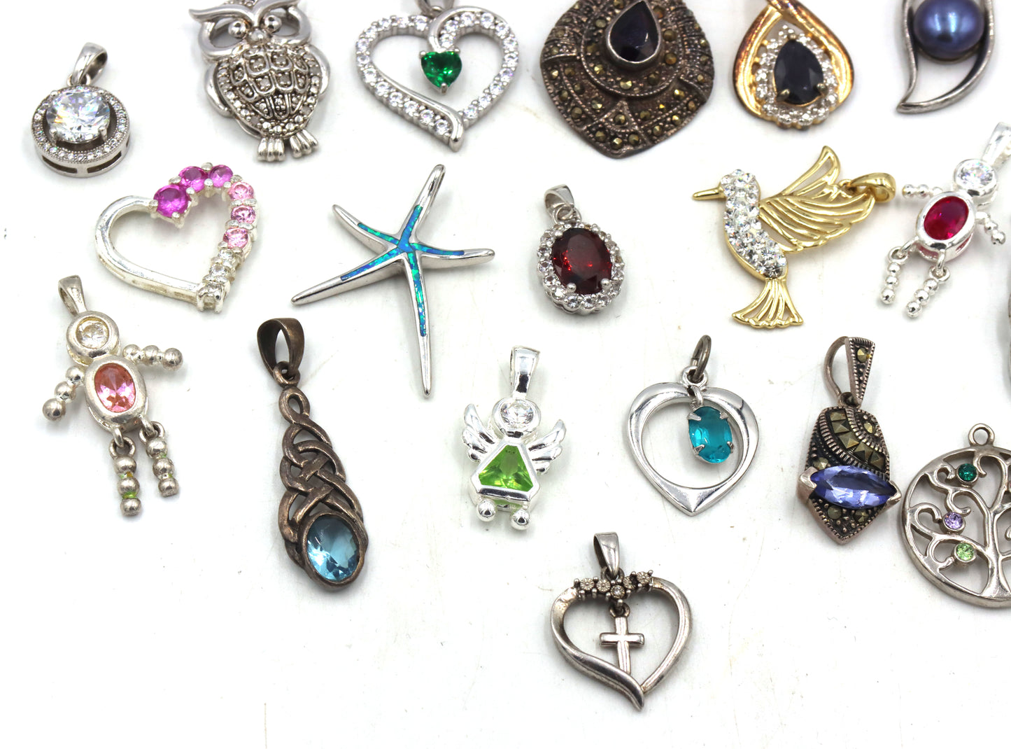 Group lot of vintage 925 sterling silver pendants