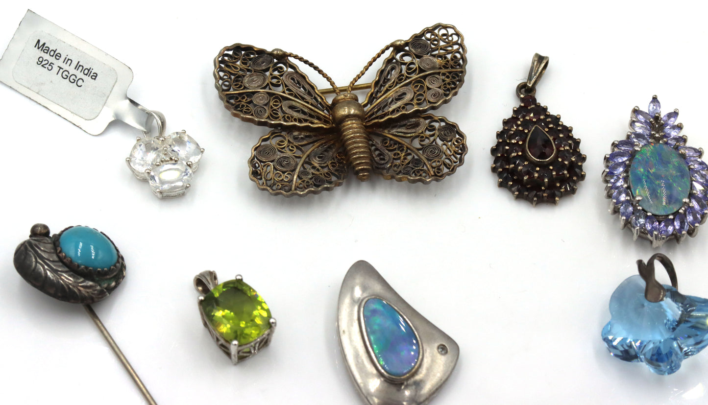 Group lot of vintage 925 sterling silver pendants