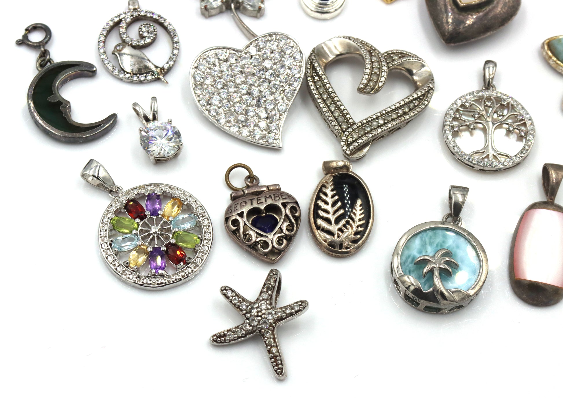 Vintage 925 sterling silver group lot of pendants