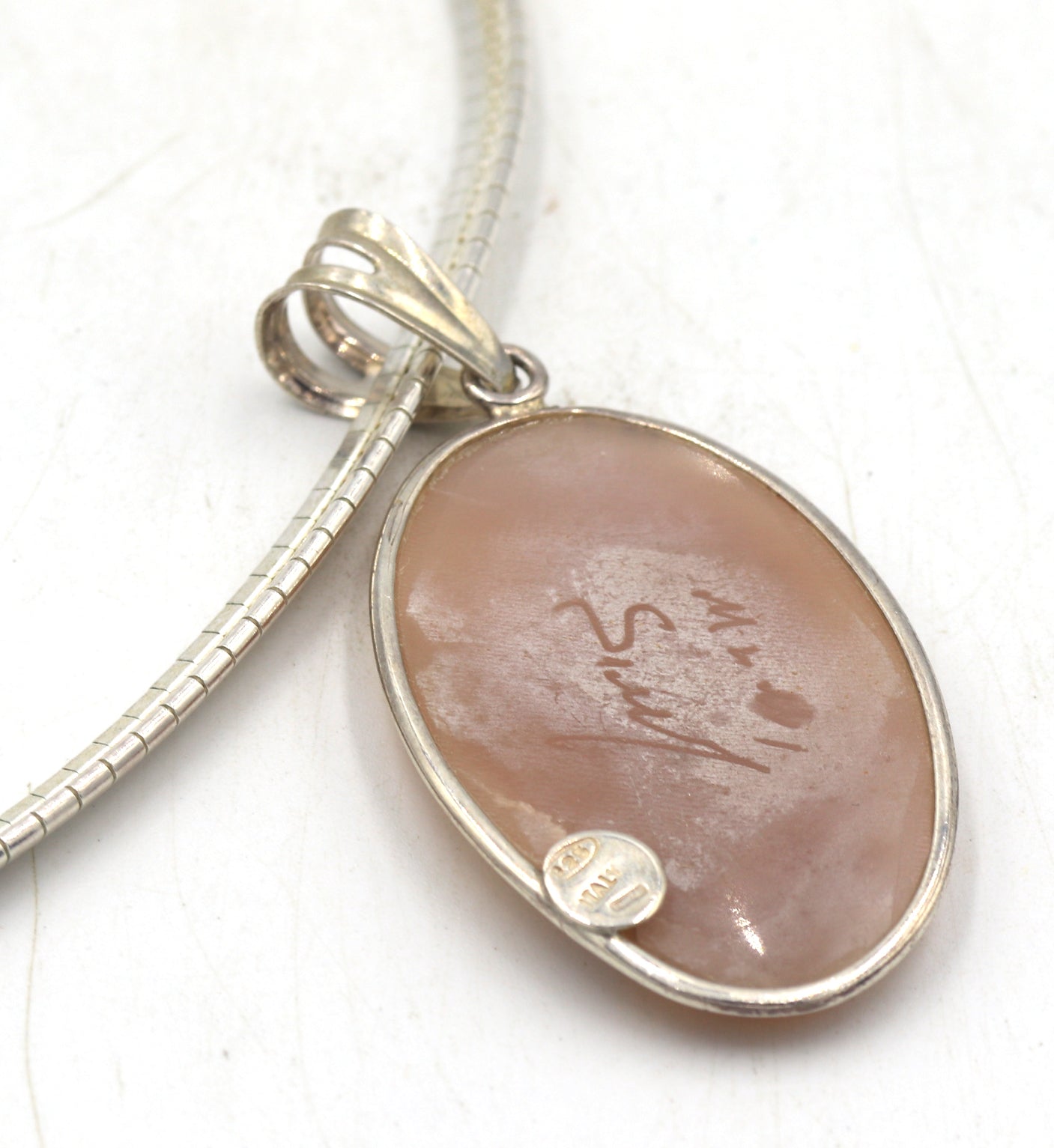 925 Sterling silver Cameo pendant on Italian omega chain