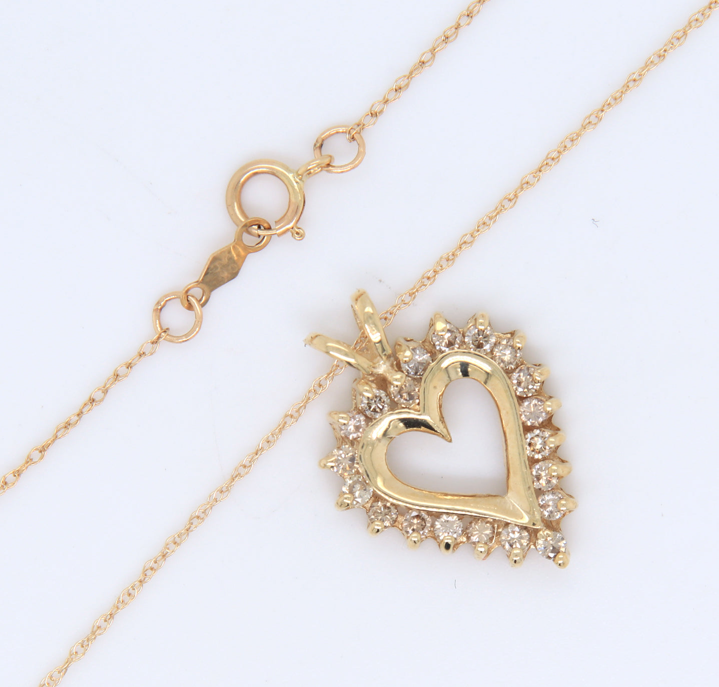 Fancy Yellow Gold Diamond Heart Pendant on Chain