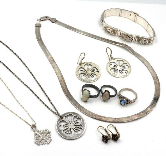 Big group lot of vintage 925 sterling silver mixed jewelry