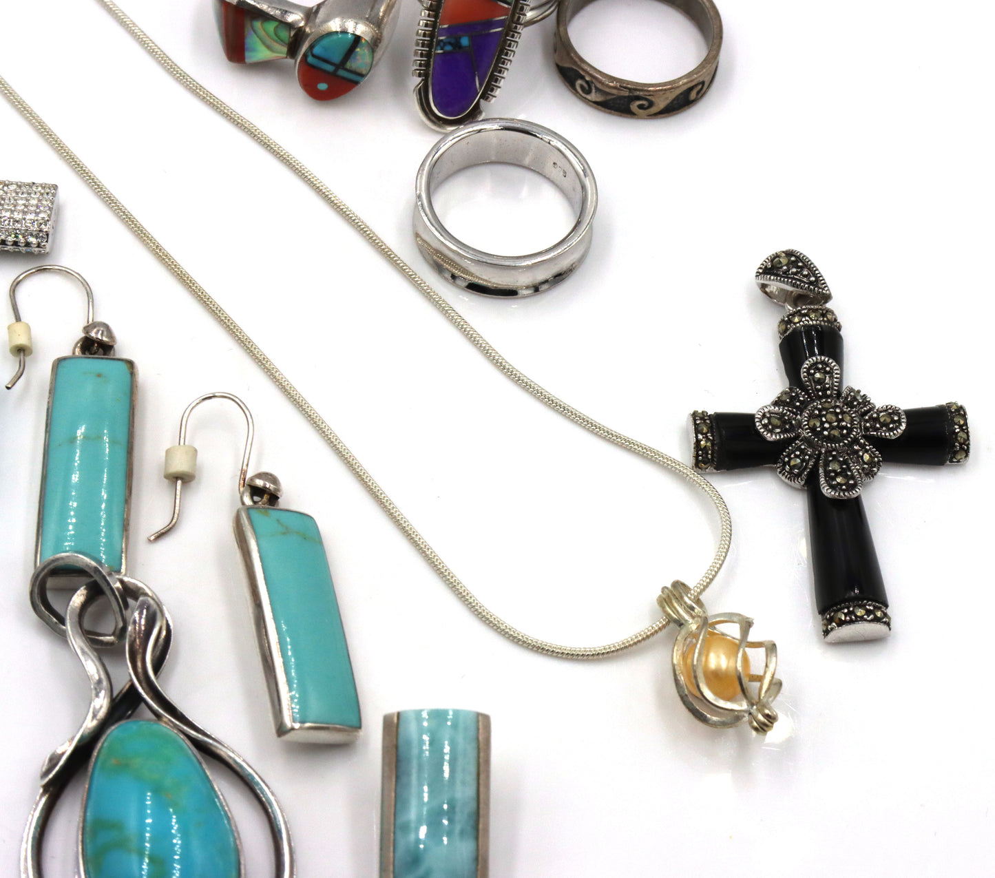 Group lot of vintage 925 sterling silver mixed jewelry