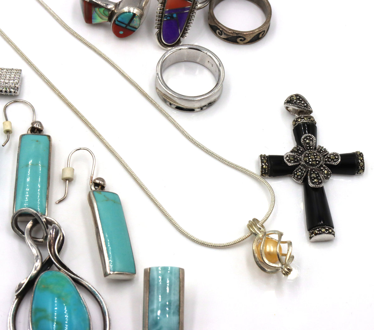 Group lot of vintage 925 sterling silver mixed jewelry