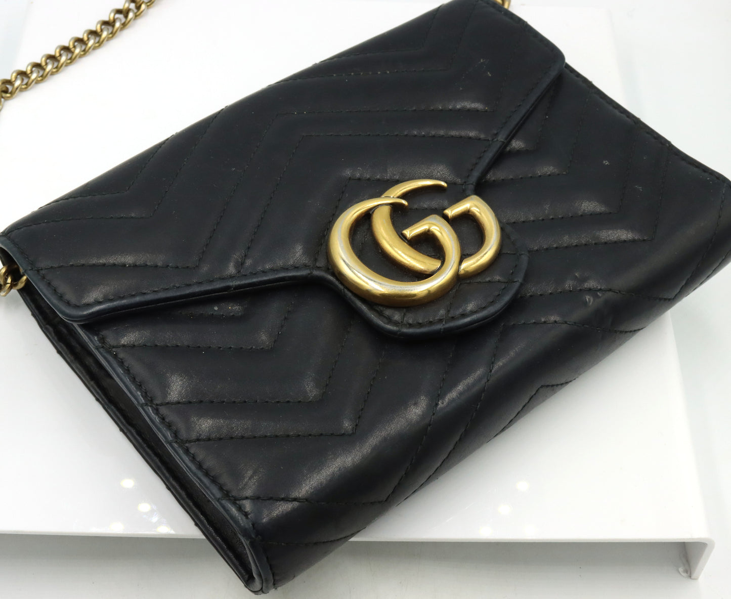 Gucci black lamb leather cross body