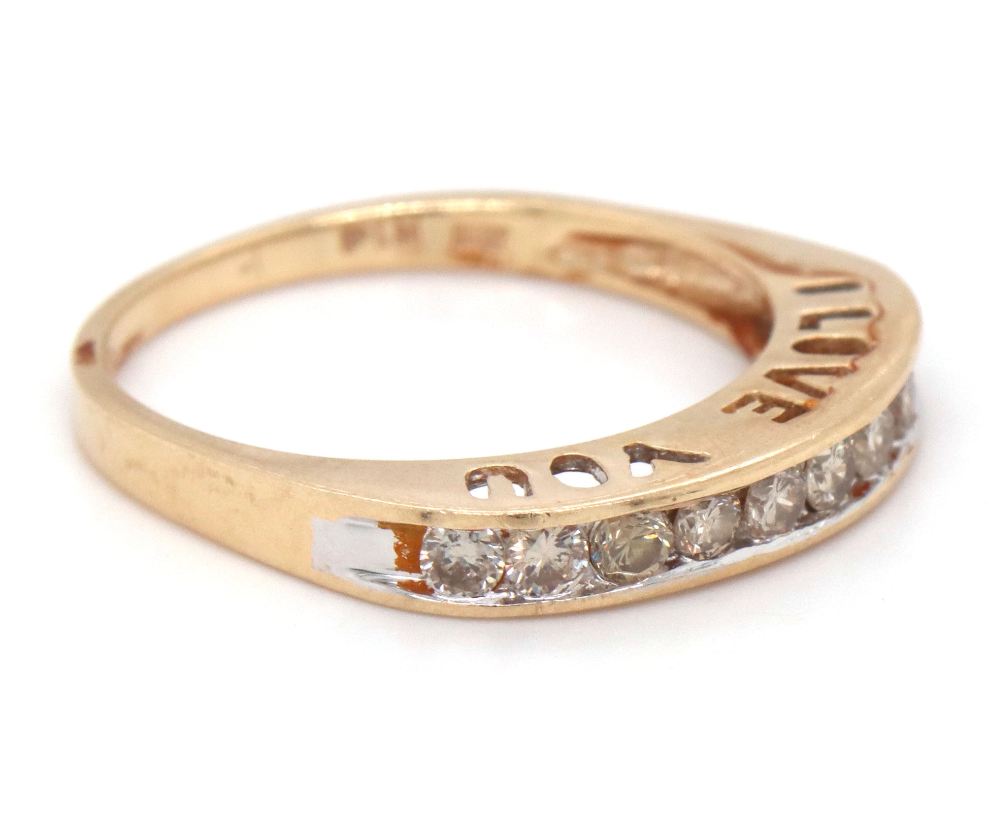 10kt Yellow gold Love diamond band
