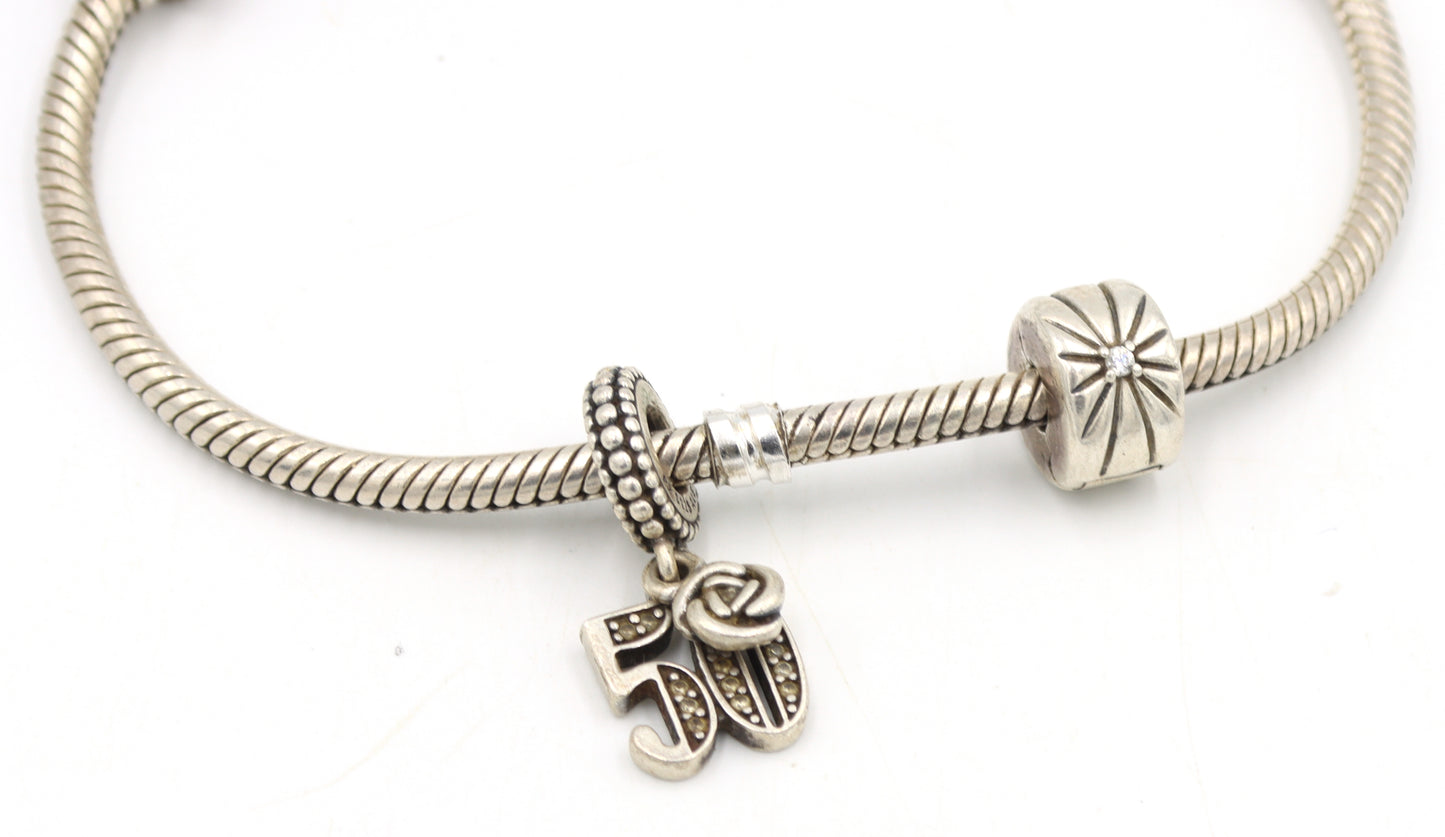 925 Sterling silver Pandora bracelet with charms