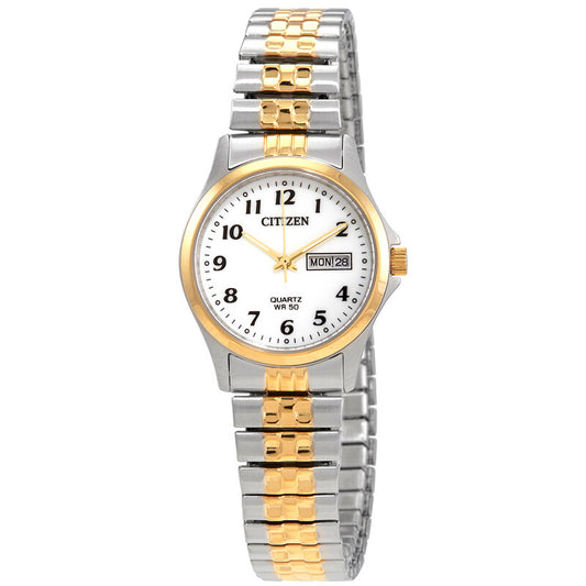 Citizen Quartz White Dial Two-Tone Expansion Ladies Watch