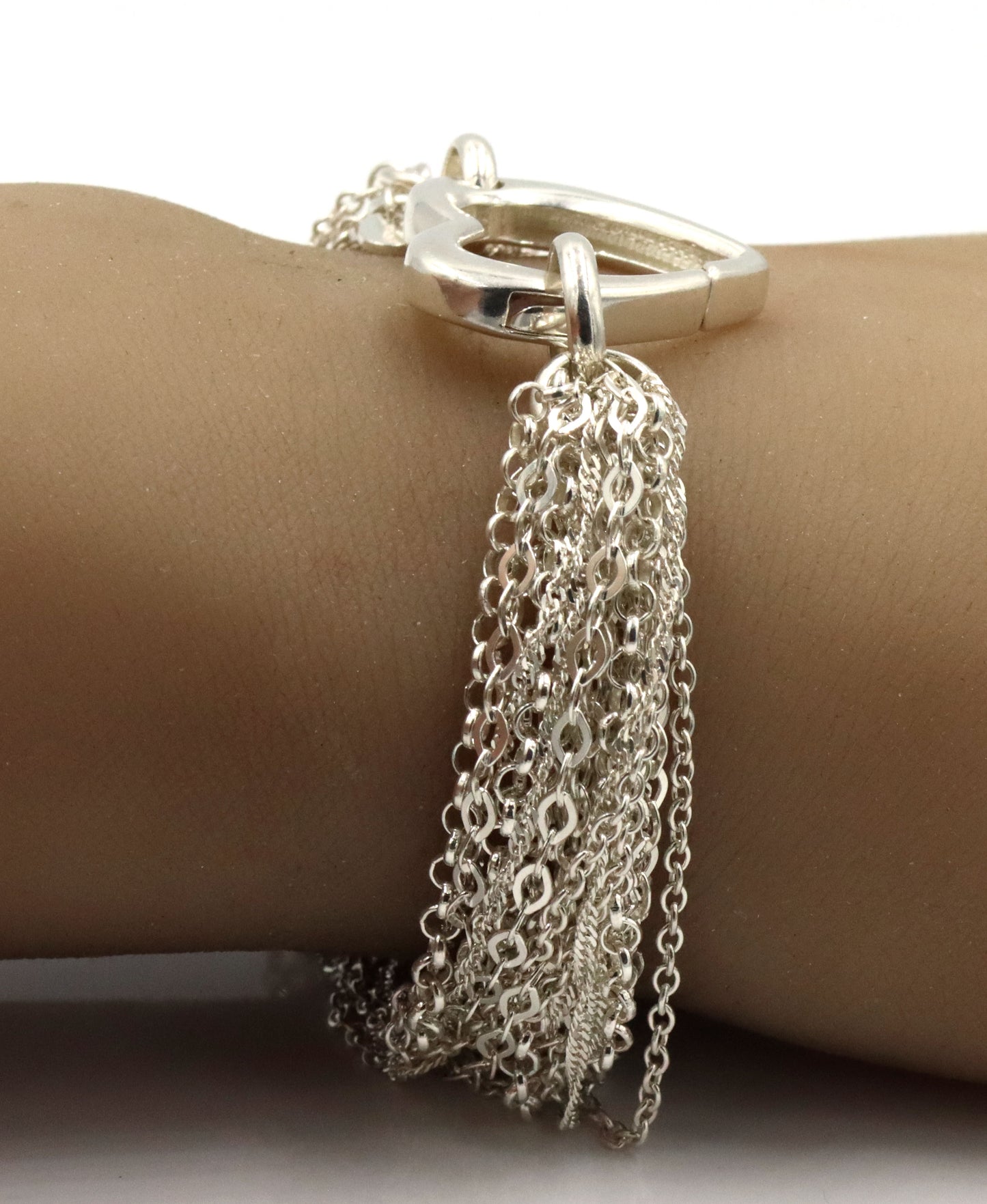 925 Sterling silver multi strand bracelet with heart shaped clasp