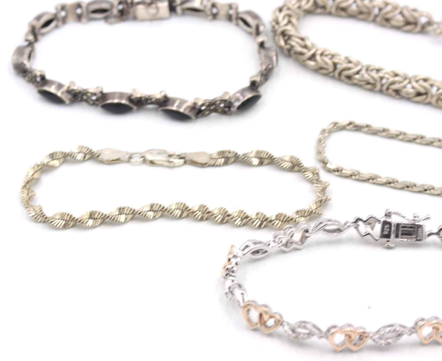 Group lot of 5 Vintage 925 sterling silver bracelets