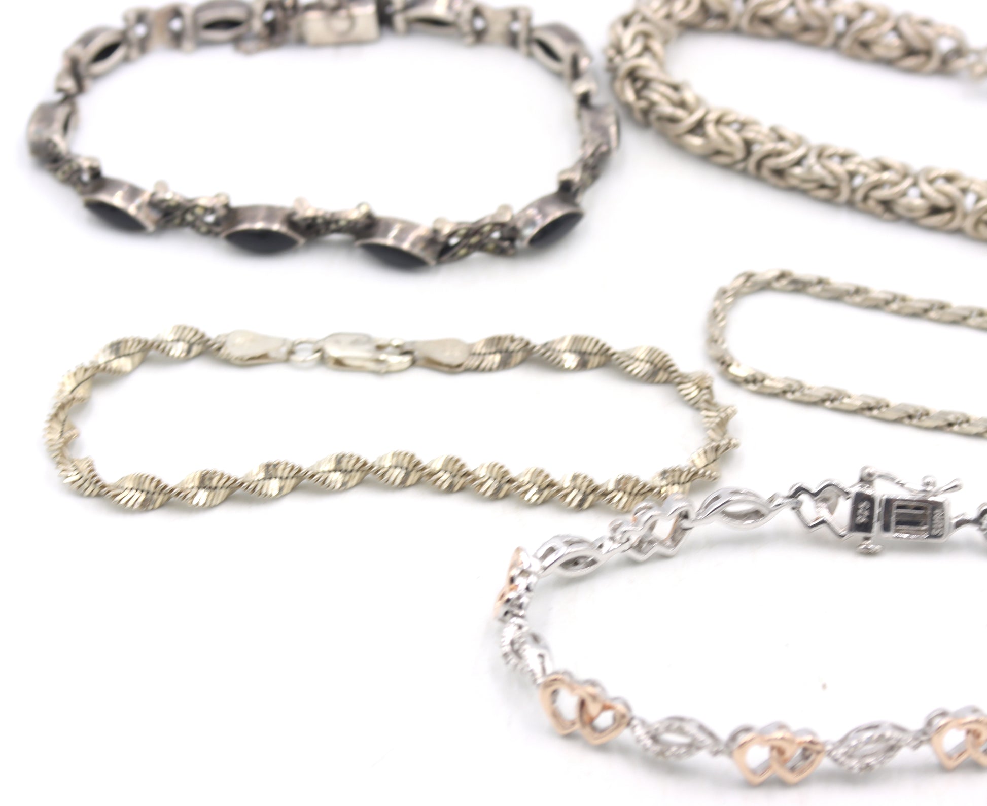 Group lot of 5 Vintage 925 sterling silver bracelets
