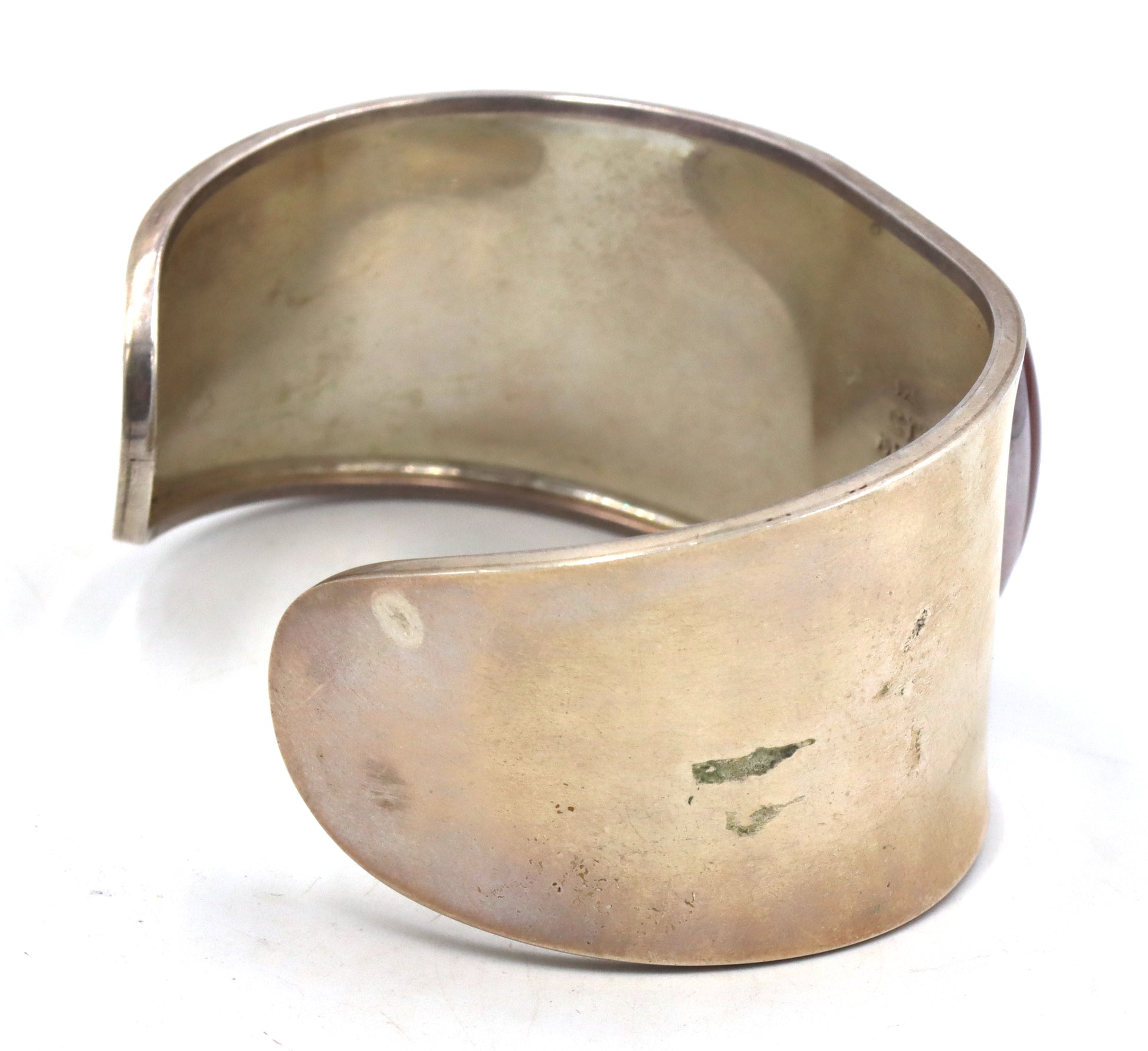 925 Sterling silver Mexico signed coral cuff bangle