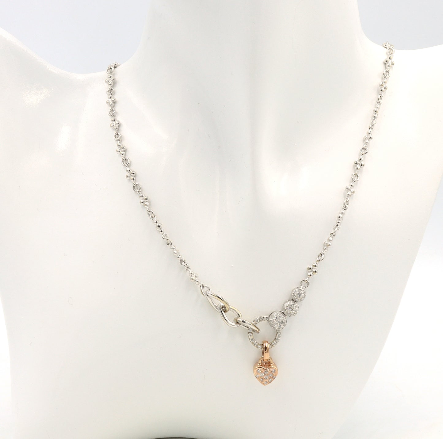 14kt White gold pave diamond station necklace