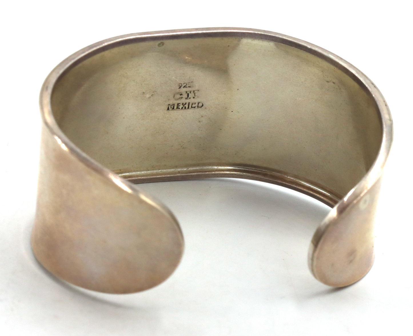 925 Sterling silver Mexico signed coral cuff bangle