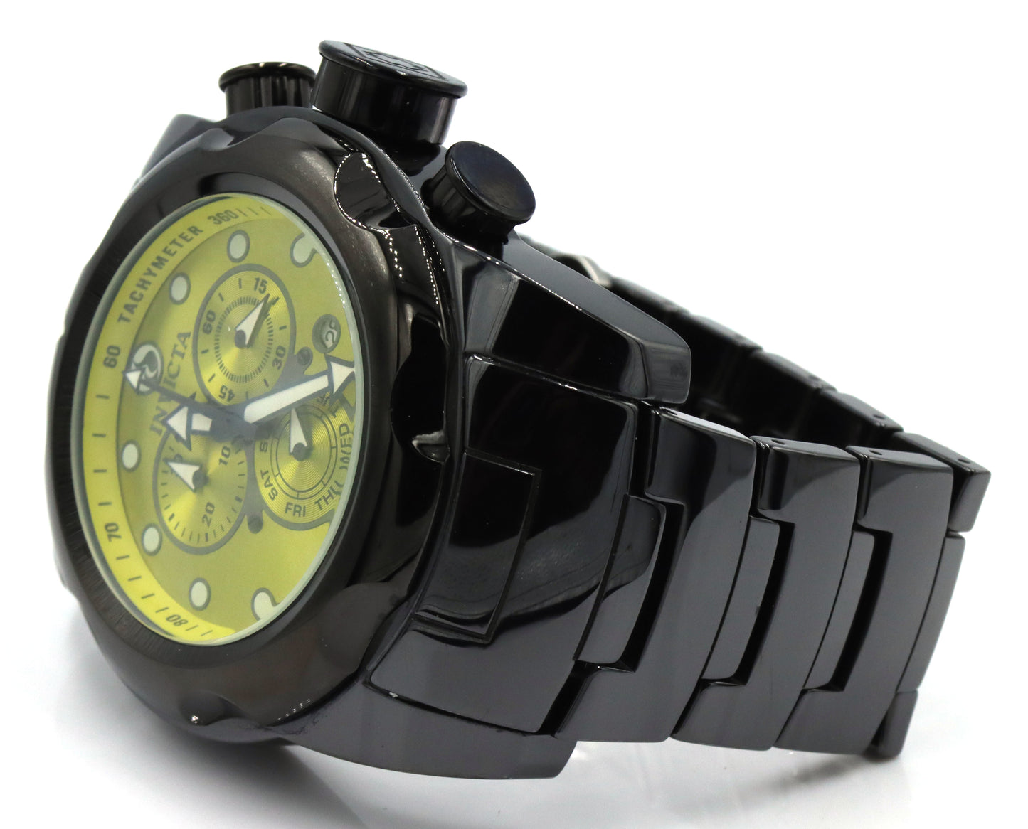 Men's Invicta chronograph yellow dial watch