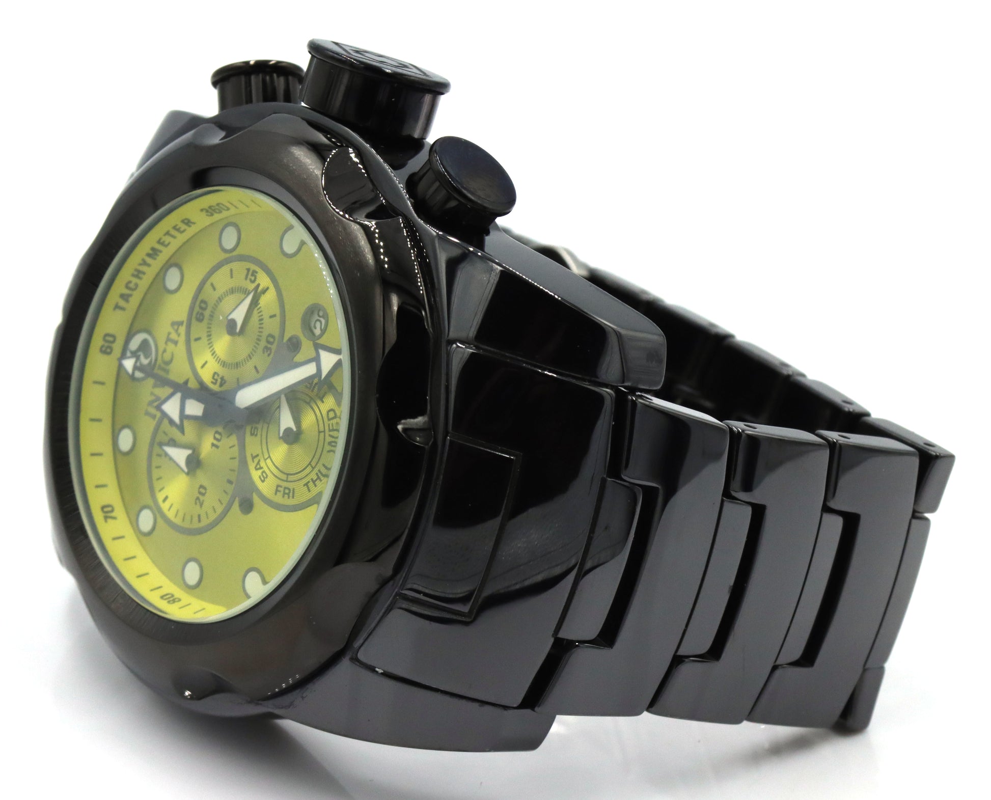 Men's Invicta chronograph yellow dial watch