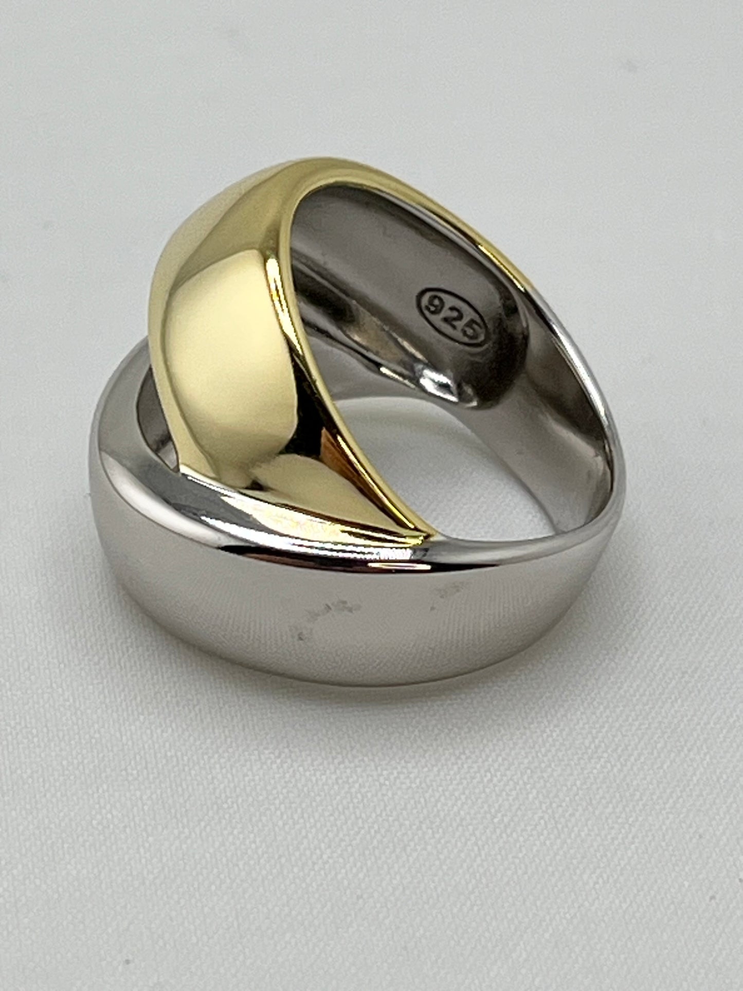 925 Sterling Silver Two Tone Crossover Ring