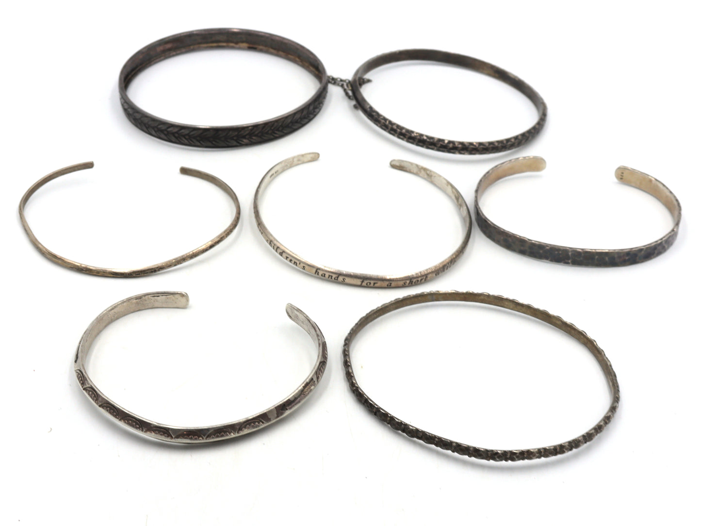 Group lot of Vintage 925 sterling silver cuff bangles