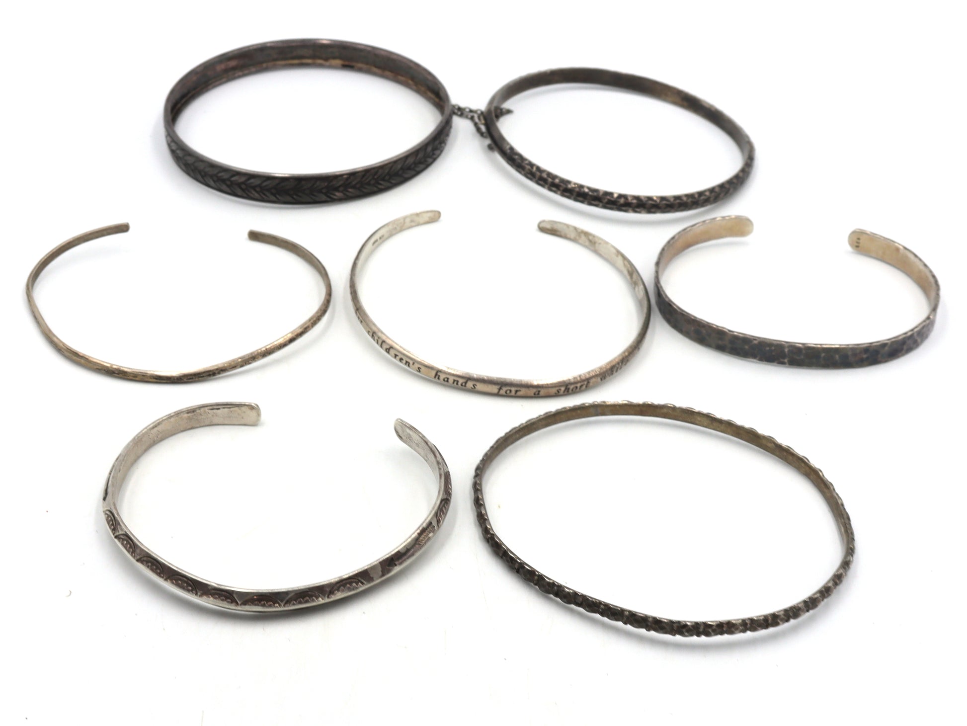 Group lot of Vintage 925 sterling silver cuff bangles