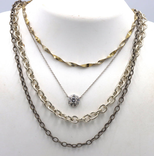 Vintage 925 sterling silver group lot of 4 necklaces