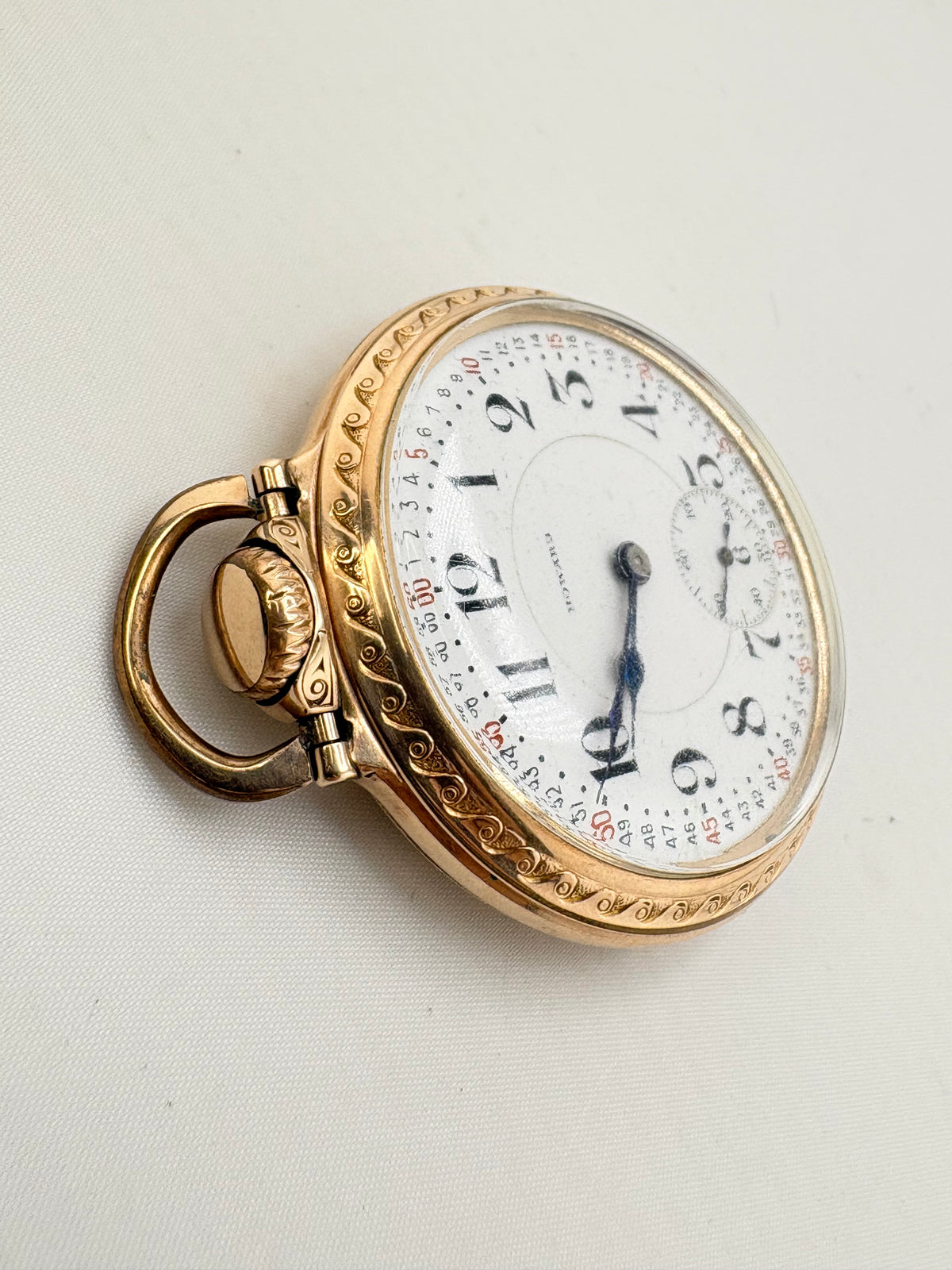 10KT Yellow Gold Filled Antique E.Howard&Co Series 10 Opan Face Railroad Pocket Watch From 20Th Cent