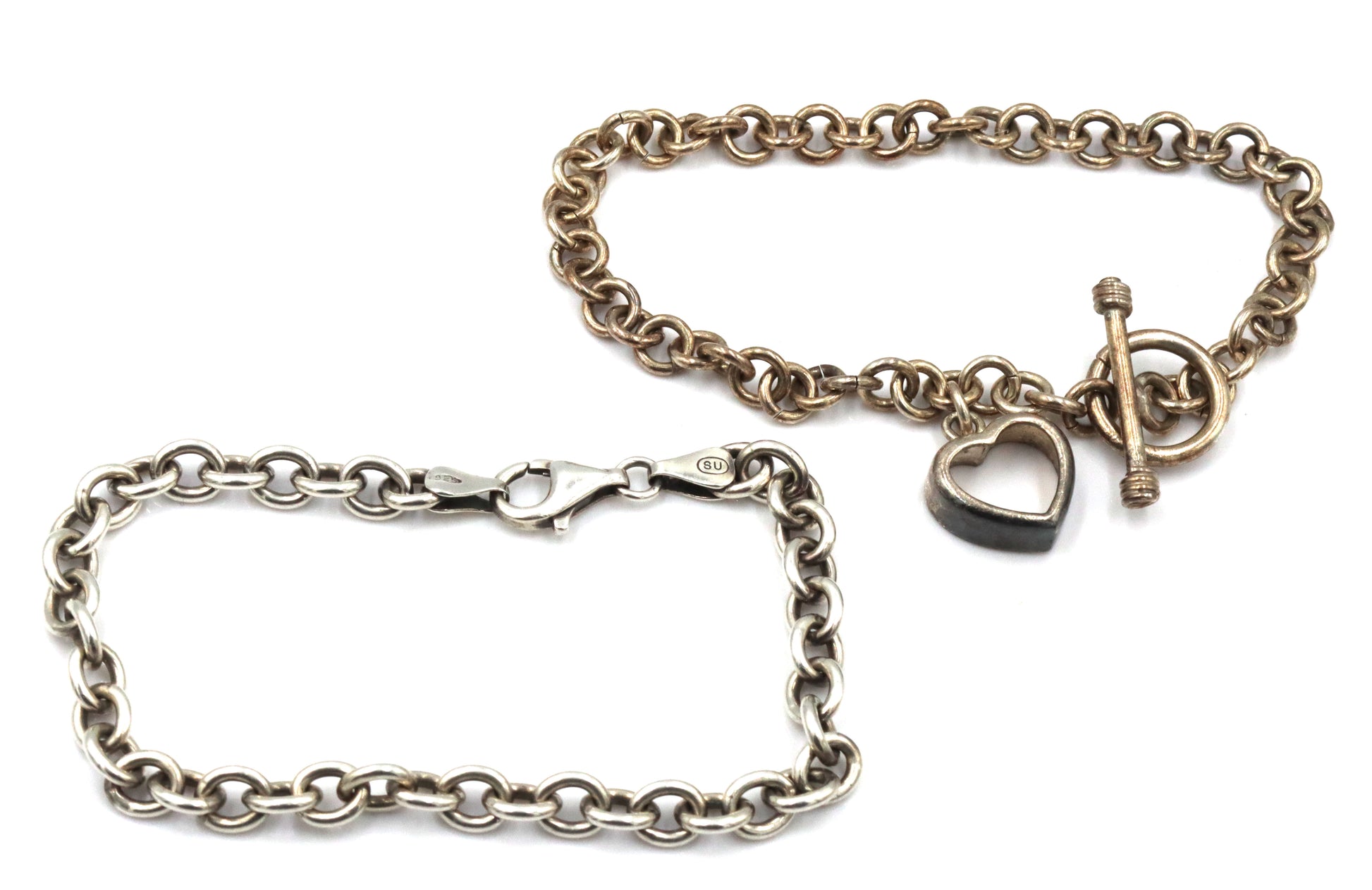 Lot of 2 Vintage 925 sterling silver bracelets