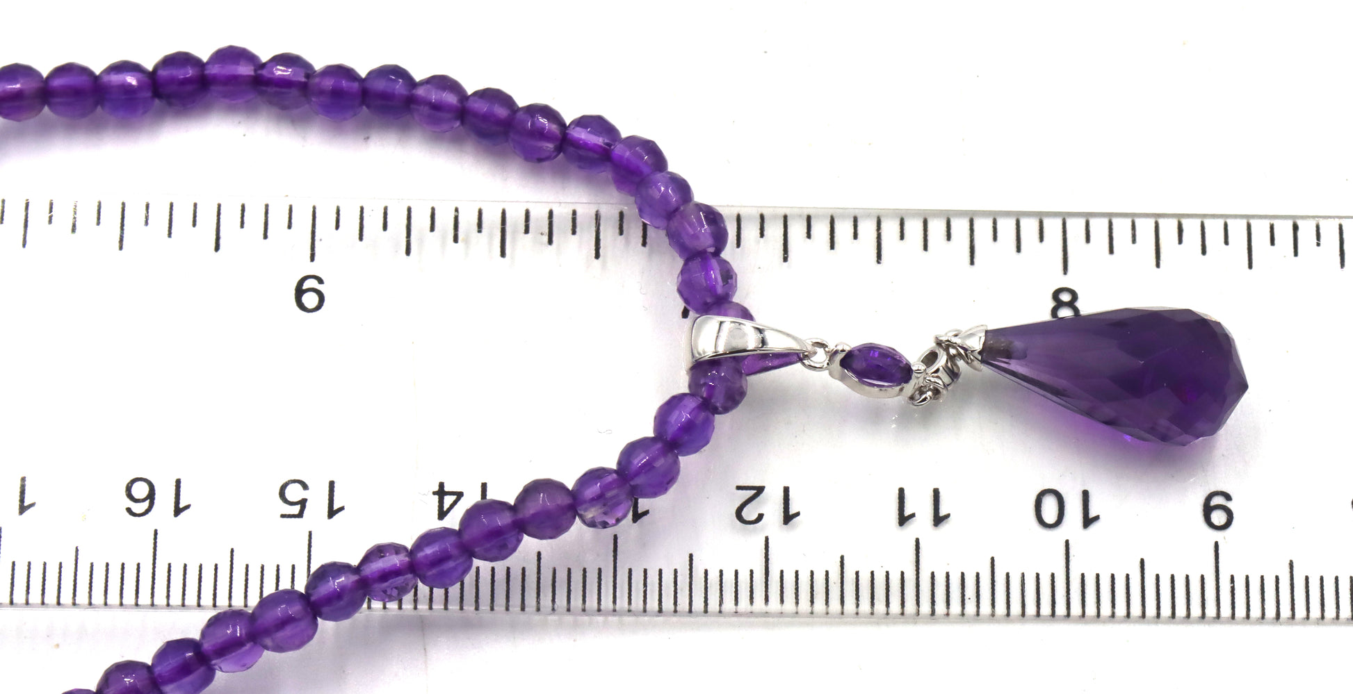 Amethyst pendant on beaded necklace