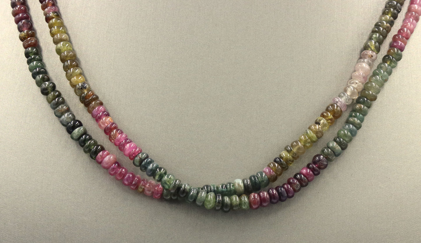2 Row multi color gemstone necklace with sterling silver clasp