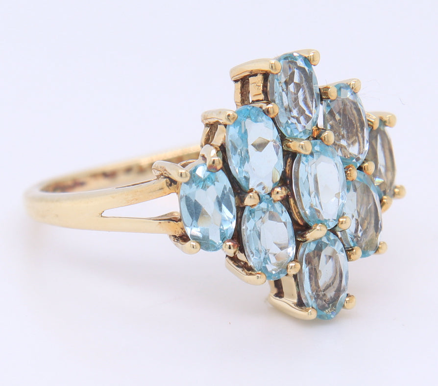 10KT Yellow Gold Blue Topaz Ring