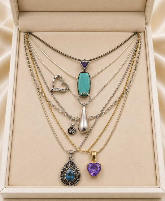 Group lot of 7 Vintage 925 sterling silver necklaces