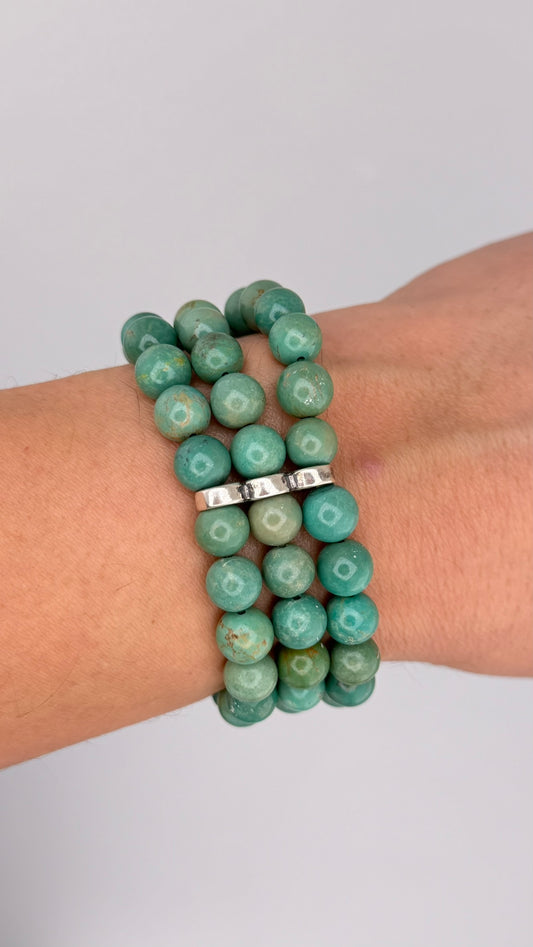 925 Sterling Silver  Turquoise Three Strand Bracelet