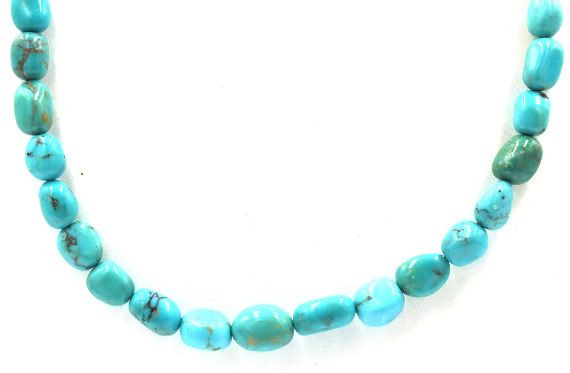 Turquoise beaded necklace with silver clasp