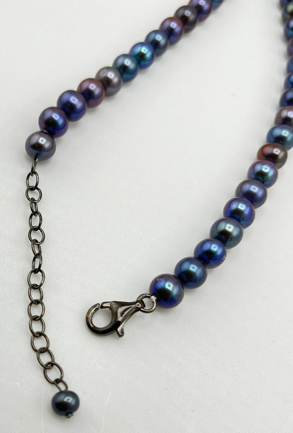 925 Sterling Silver Ross Simons Iridescent Gray And pinK Pearl With Rhinestone Accent Necklace