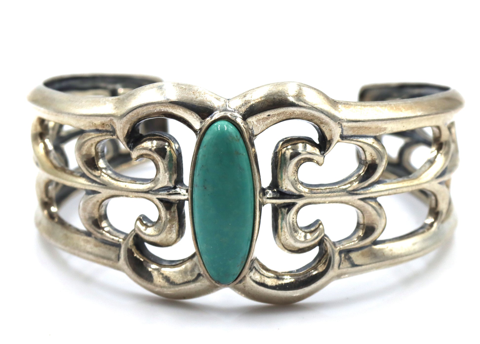 925 Sterling silver signed turquoise cuff bangle