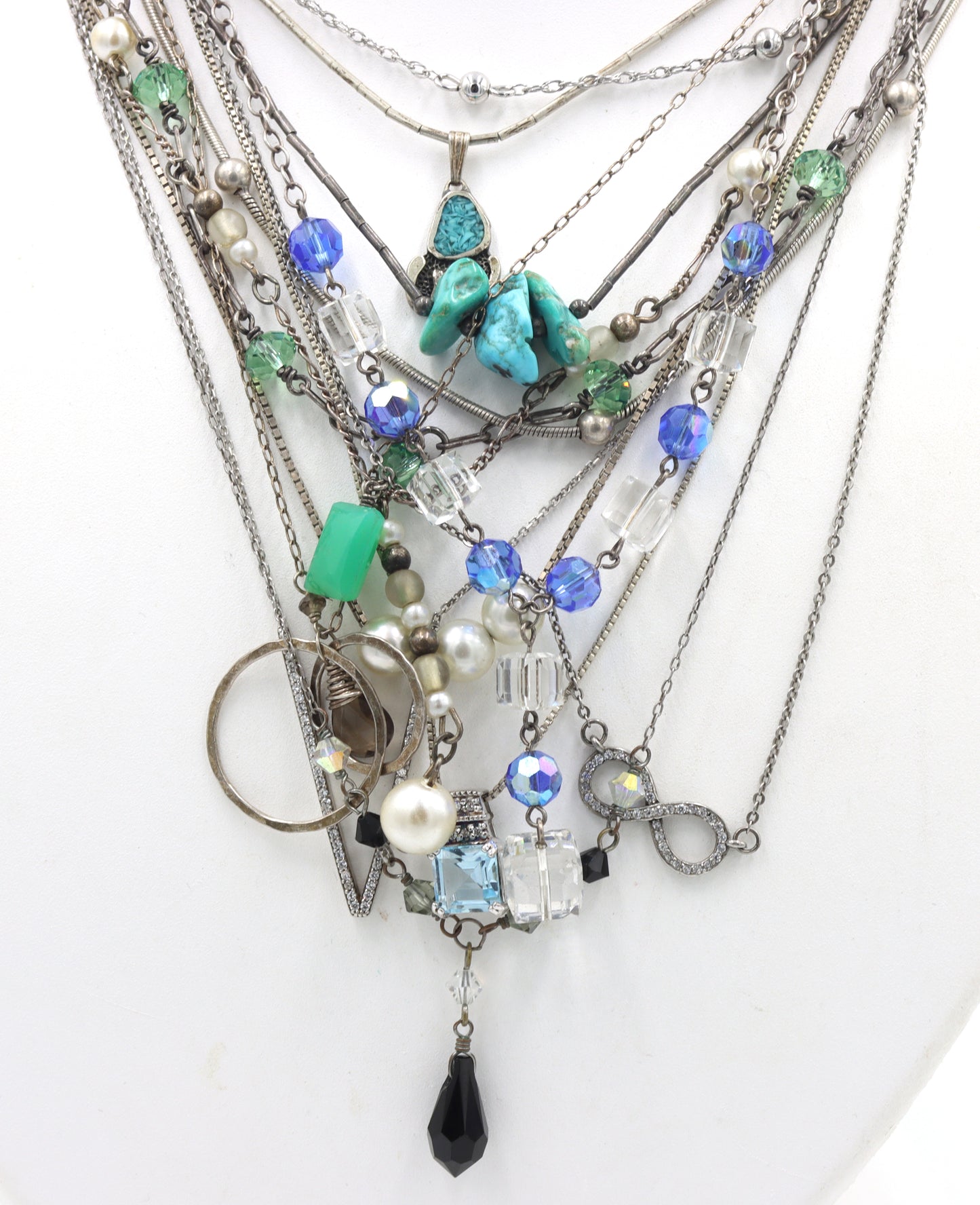 Vintage 925 sterling silver group lot of 13 necklaces