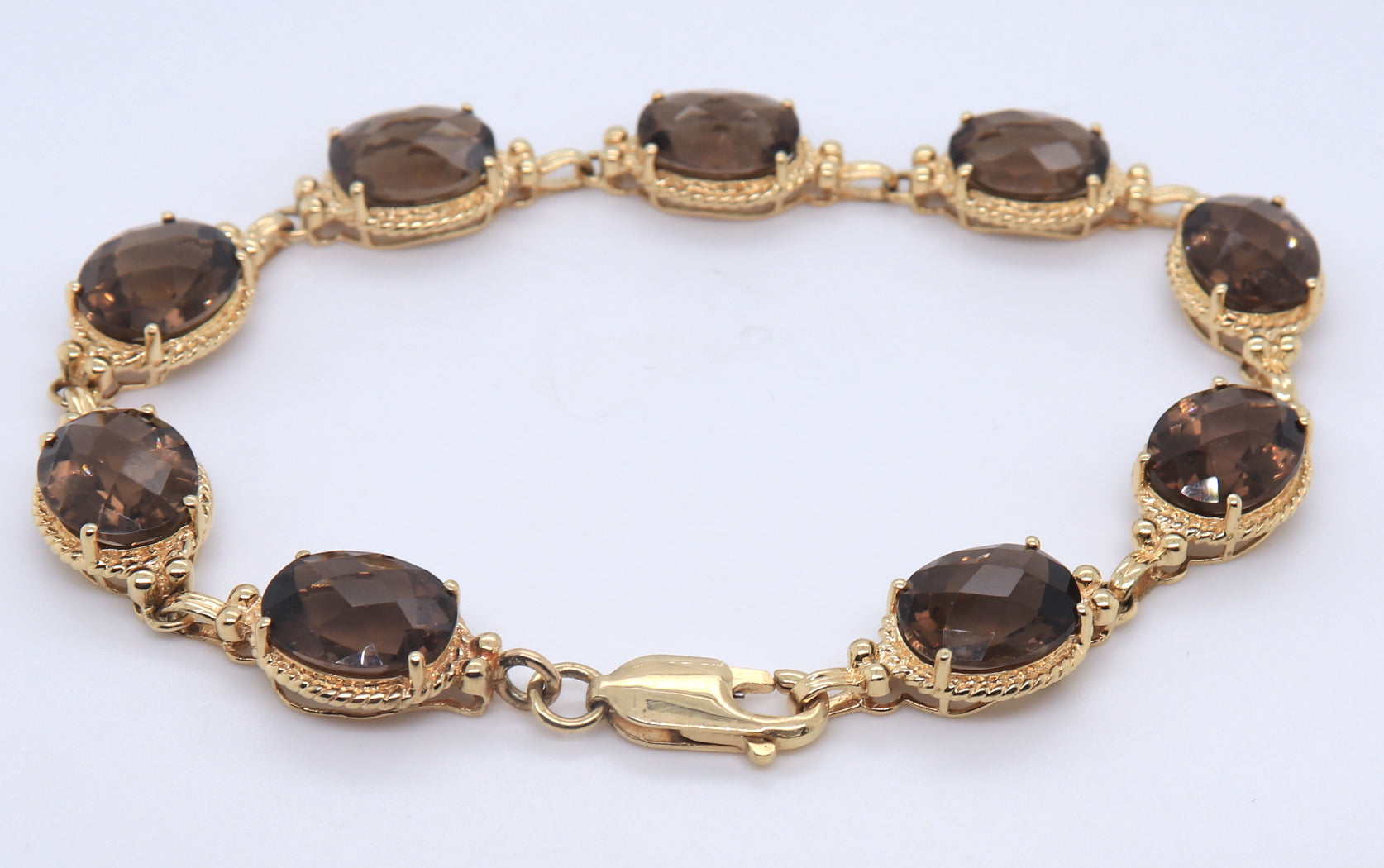 Wonderful Smokey Quartz Yellow Gold Bracelet