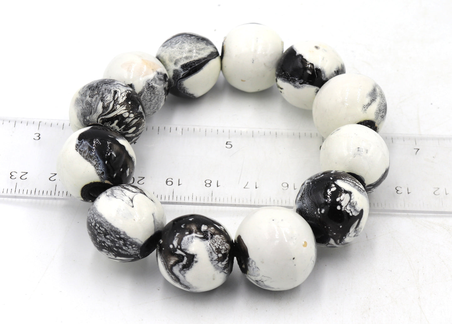 Set of black and white wooden necklace, Bracelet and earrings